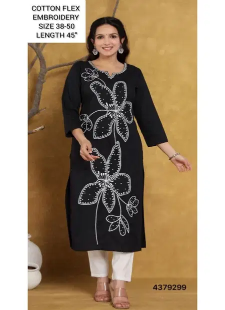 Naisha K 297 Cotton Flex Embroidery Casual Wear Exporters In India